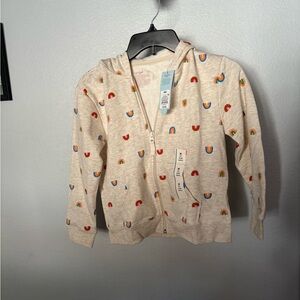 Cat & Jack Beige Hoodie with Rainbow Patterns